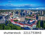 Aerial view of the Tallinn business center. Beautiful business district in Tallinn, Estonia.
