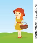 girl with a basket of... | Shutterstock .eps vector #139633073
