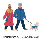 .senior couple in warm winter... | Shutterstock .eps vector #2066102960