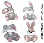 Set Of Soft Plush Bunny Toys On ...