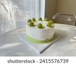 Small photo of cake dessert bread grape Shine musket Fruit whipped cream milk cake seat making Whole cake delicious