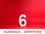No 6 ( Six ) Isolated red  Background with Copy Space - Number 6 Percentage or Promotion success Concept - Mock up Resource