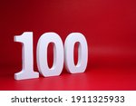 Number One Hundred  ( 100 ) Percentage on Red  Background with Copy Space - Discount 100% Safe Price Business finance promotion Concept - number object                               