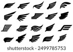 Set of black wings icons. Wings badges. Collection wings badges. Vector illustration.