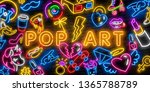 pop art icons set. pop art neon ... | Shutterstock .eps vector #1365788789
