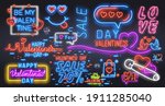 valentines day neon icons set ... | Shutterstock .eps vector #1911285040