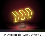 yellow neon glowing arrow... | Shutterstock .eps vector #2097894943