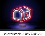 chest with treasures neon sign. ... | Shutterstock .eps vector #2097930196