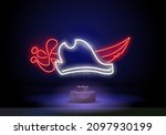 pirate hat neon sign. neon... | Shutterstock .eps vector #2097930199