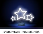 three white stars neon sign.... | Shutterstock .eps vector #2098363936