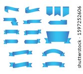 set of blue ribbon banner icon... | Shutterstock .eps vector #1597252606