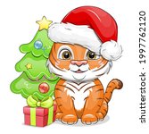 Tiger Cub Wearing Santa Claus...