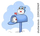 Cute Cartoon Mailbox With A...
