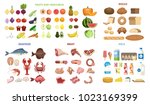 all food set. fruits and... | Shutterstock .eps vector #1023169399