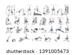 set of workout for men on... | Shutterstock . vector #1391005673