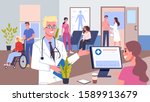 hospital reception interior.... | Shutterstock .eps vector #1589913679