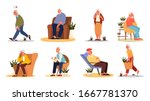 tired and sleepy old man and... | Shutterstock .eps vector #1667781370
