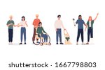 disabled people set. men and... | Shutterstock .eps vector #1667798803