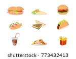 fast food set. burgers and... | Shutterstock . vector #773432413