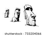 Graphical Set Of Moai Isolated...