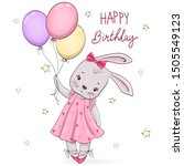 hand drawn cute little rabbit... | Shutterstock .eps vector #1505549123