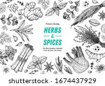 Herbs And Spices Hand Drawn...