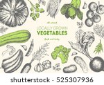 vegetables top view frame.... | Shutterstock .eps vector #525307936