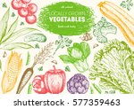 vegetables top view frame.... | Shutterstock .eps vector #577359463
