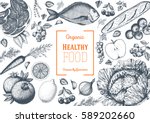 healthy food frame vector... | Shutterstock .eps vector #589202660