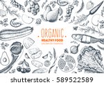 healthy food frame vector... | Shutterstock .eps vector #589522589