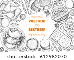 pub food frame vector... | Shutterstock .eps vector #612982070