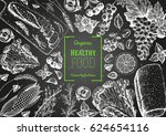healthy food frame vector... | Shutterstock .eps vector #624654116