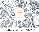 healthy food frame vector... | Shutterstock .eps vector #624689936