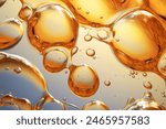 Processed collage of golden yellow oil bubbles texture. Background for banner, backdrop or texture for 3D mapping