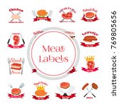 meat  chicken  sausage labels... | Shutterstock . vector #769805656