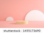 wood podium minimal pink wall... | Shutterstock . vector #1455173690