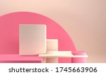 beige pink pedestals  podiums... | Shutterstock . vector #1745663906