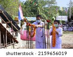 Small photo of Nong Bua Lamphu, Thailand -9 May 2022 : People performing a ceremony to worship a sacred object named Thao Wessuwan. that Thai Buddhists highly regarded in today's Asia, Thailand.