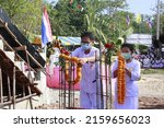 Small photo of Nong Bua Lamphu, Thailand -9 May 2022 : People performing a ceremony to worship a sacred object named Thao Wessuwan. that Thai Buddhists highly regarded in today's Asia, Thailand.