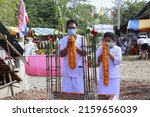 Small photo of Nong Bua Lamphu, Thailand -9 May 2022 : People performing a ceremony to worship a sacred object named Thao Wessuwan. that Thai Buddhists highly regarded in today's Asia, Thailand.