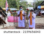 Small photo of Nong Bua Lamphu, Thailand -9 May 2022 : People performing a ceremony to worship a sacred object named Thao Wessuwan. that Thai Buddhists highly regarded in today's Asia, Thailand.