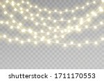 Christmas lights isolated on transparent background. Vector illustration.