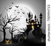 cartoon halloween background... | Shutterstock .eps vector #700994713