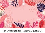 Design banner frame flower Spring background with beautiful. flower background for design. Colorful background with tropical plants.	