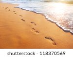 Beach  Wave And Footsteps