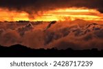 Small photo of Silhouette of Mount Meru, a dormant stratovolcano and the second highest mountain in Tanzania (4562 m), as observed at dusk from the vicinity of Shira Camp on Mount Kilimanjaro (Tanzania, Africa)