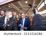 Small photo of Cannes,France- January 22 2022: Eric Zemmour on the campaign trail meeting voters at the Provencal market in Cannes .