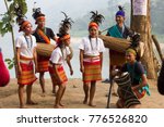 Small photo of 16th December 2017, Ukium, Assam, India. A moment of Wangala dance of Garo community during inauguration Day of 2nd Dron,Chree,Dilma River Festival at Ukium outskits of Guwahati, Assam, India.