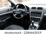 Small photo of Vinnytsia, Ukraine; March 18, 2023. Skoda Octavia A5 driver seat. Skoda Octavia A5 interior. Skoda Octavia A5 dashboard.