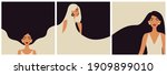 beautiful women with long hair. ... | Shutterstock .eps vector #1909899010